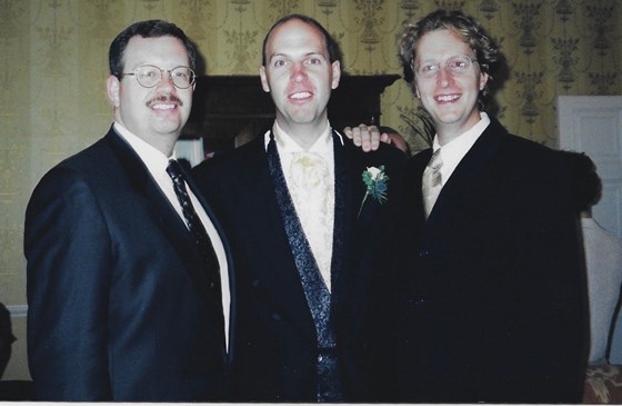 Earl, Tom, and Karl at Toms wedding 1999. All married at last!