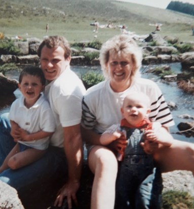 Martin, Hilary, James & Lewis at Bellever Tor