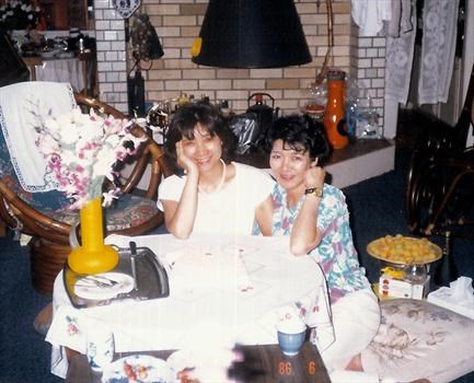 Yasuko with her friend Keiko at her home