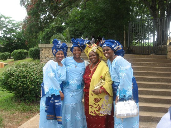 Mom and her girls at her 70th birthday- from right: Moremi, Mom, Yetade, Peyi