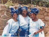 Iyetade with sisters Peyi (leftmost) and Moremi