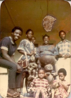 Iyetade, left, Peyibomi, right, with Uncle Kayode, Modupe, MamaLaide & Uncle Kunle, UI 1970