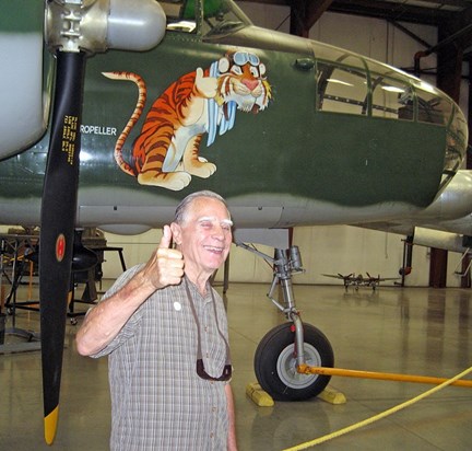 Dad found a friend to share his signature "thumbs up" with at Planes of Fame Museum. Sept. 2012.