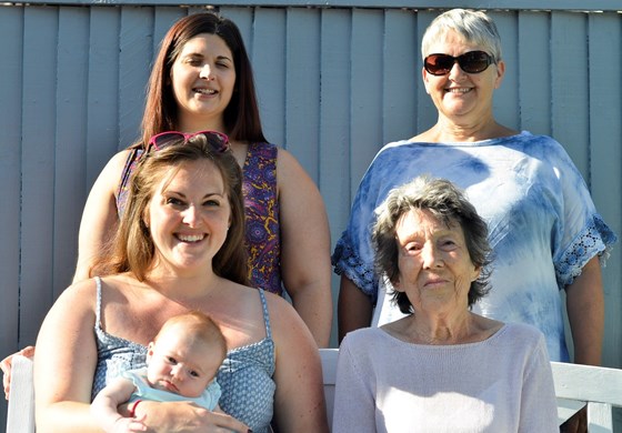 August 2016. 4 Generations. With 1st Great Grandchild Adelaide Hetty Knowles.