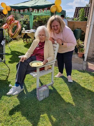 Dorothy with Alison, enjoying her birthday cake 