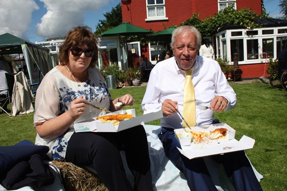 Fish & Chips in the garden at our wedding 12th August 2017 - Miss you lots dear friend - Sharon & Phill xxx