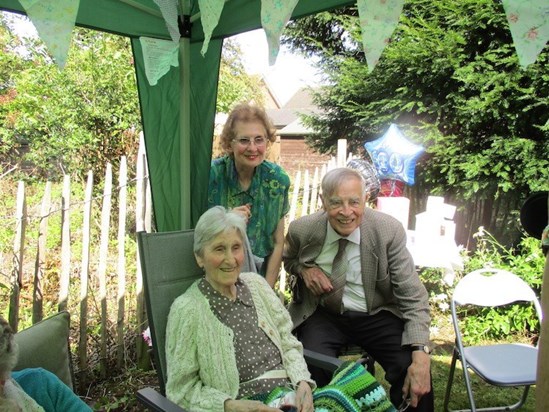 Rose, Stan and Sandra at Rose's 100th birthday party