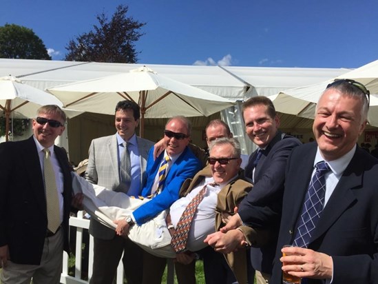 Charles at Henley, with   (L>R) Ari Greg, MIchael, Peter, Keith and Jim