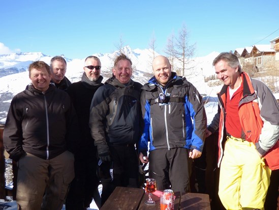 Skiing Jan 2014. At La Ferme (Peisey) with Richard, ?,  Jim, Charles, Alex and Peter