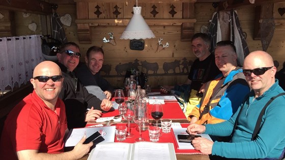 Skiing 2017 Alpe D'Huez  Lunch (again...)   Ian,  Charles, Michael, Peter, Jim, Andy