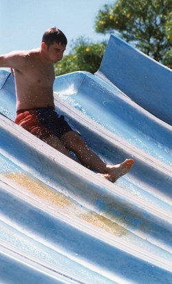 Cha on the water slide in Grancanria.