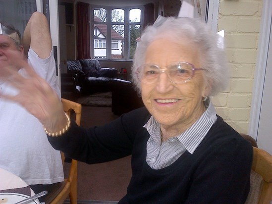 Nan showing us how the royal wave should be done