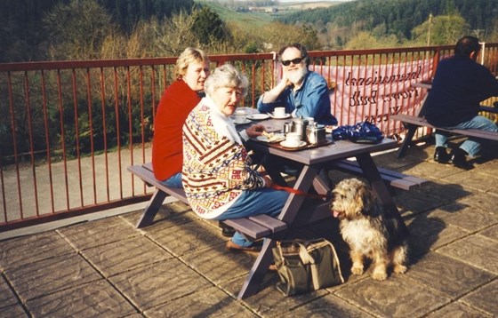 Barbara, James, Flora bundles the dog, Gordon and Annie on another day out in the Devon countryside.