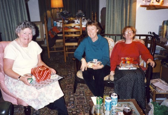 Barbara, Annie & Becky with their piles!