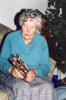 Barbara at Christmas in Gordon’s house the year after James died.  Her first Christmas on her own.