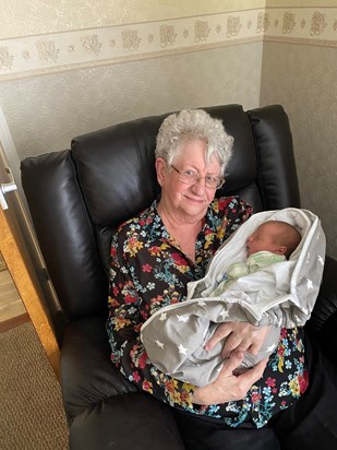 Beryl and her youngest great grandson 