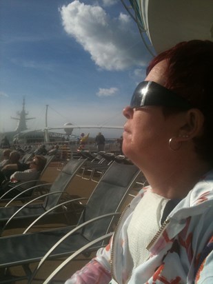Carol Enjoying the Sunshine   Cruise October 2010