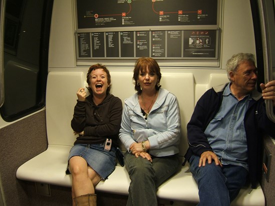 Carol, Margaret & Michael   Airtrain Newark October 2005