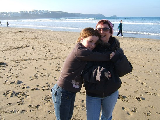 Carol & Bec   Fistral Beach   Xmas Day 2005