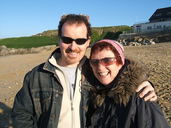 Carol & Me   Fistral Beach Xmas Day 2005