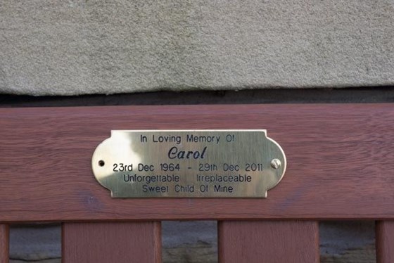 Margaret's bench - Carol's plaque