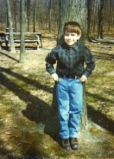March 1997 - William stands among the trees his Mom planted in 1972 - Danville, IL
