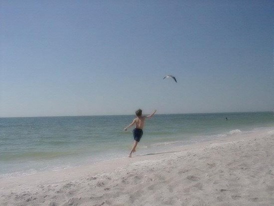 "Mom, I wish I could fly like a Seagull!"  William, Anna Maria Island, FL