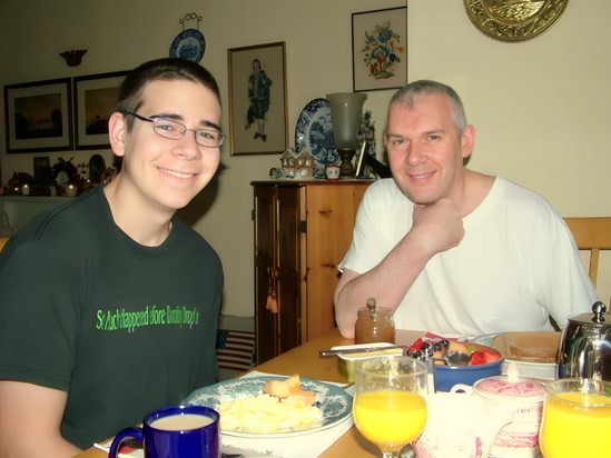 William and Jimmy, breakfast at home