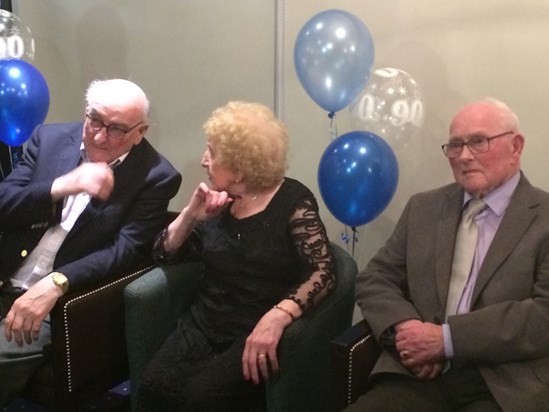 John, Josephine, Frank at Frank's 90th Celebration.