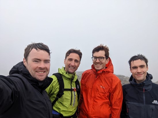 Ed with Stefan, Alex and David in the middle of a soggy two-day expedition over the Mullardoch Munros