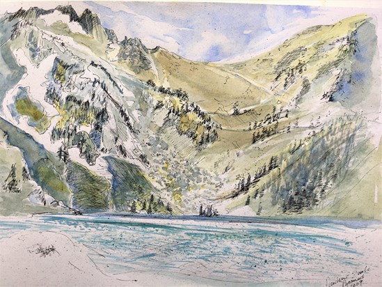 Pyrenees, Lake 2, by Pauline Earle: "In Memory of Edward, who loved to run in the mountains"