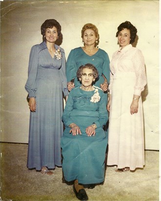 L-R Aunt Margaret, Anne Sharpe, Aunt Lily, Grandma Mary H.