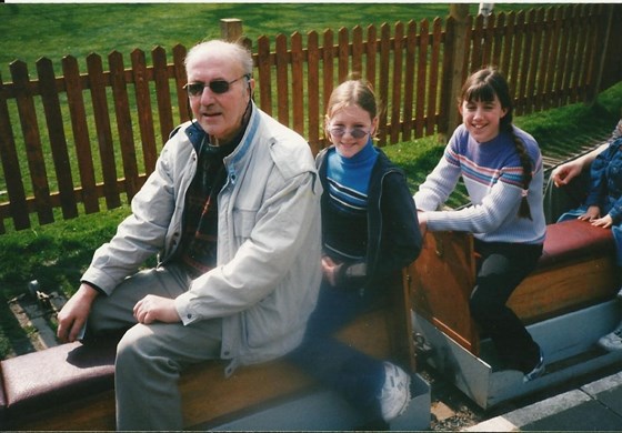Gordon with his granddaughters, Lauren and Alison.