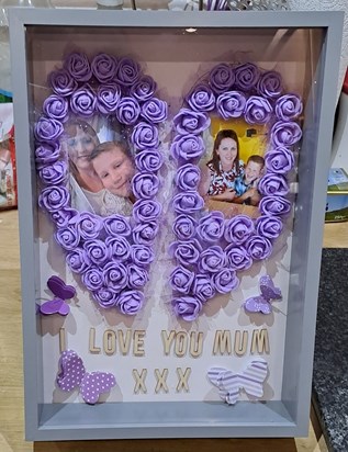 max made a shadow box for mums Birthday xxxx