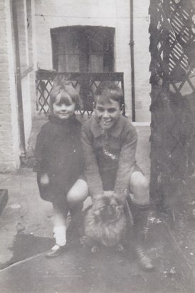 Five years old with Harry and Waffy the pekinese