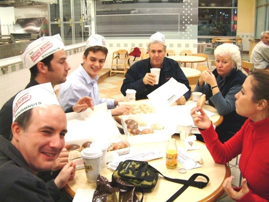 Bobby eating a box of Krispy Kreme, Birmingham Alabama!