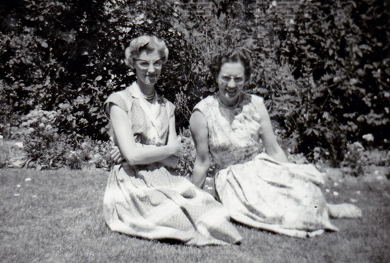 A life long friendship!  Margaret with Jo Cheshire in the Hales Drive garden in 1959.  They were born a week apart in December 1923 and remained good friends to the end.