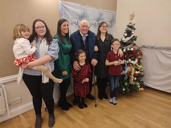 Stanley (Grandad) with three of his Granddaughters and some of his Great Grandchildren. 