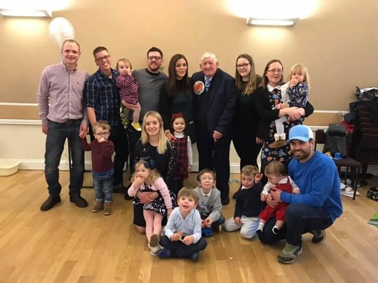 Stanley (Grandad) with all his Grandchildren and Great Grandchildren. 