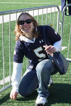 She was SO excited to touch the Notre Dame turf. 