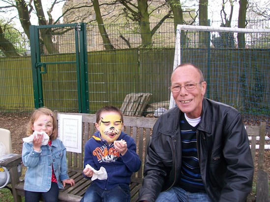Lily and Kai with Grandad Pops