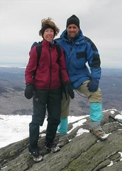 Dave & Mary mountain climbing... cold? nope...