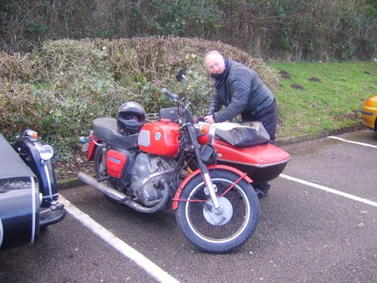 Graham on his way to a rally with one of his 'eccentric' bikes. As I will remember him.