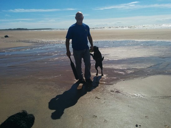 Happy in Cumbria with his dogs