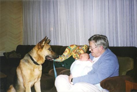 Michael with newborn Callum 1998