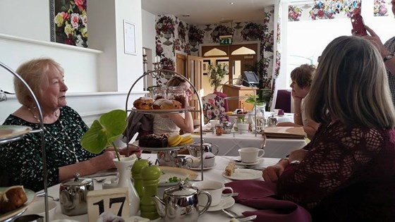 Mum at Orsett hall ladies afternoon Tea with  Jeanette , Jo, Paula, Sue and Sally