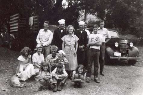Most of Poindexter family early 1950's at Spring Ranch. Submitted by Aunt Rena.