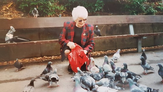 Mum Feeding The Pigeons At Boscombe