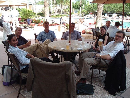 Relaxing with the team in Orlando, Florida after presentations, May 2004