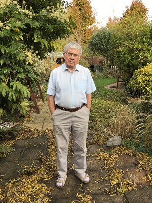 Alan in the garden at his home in Andover.